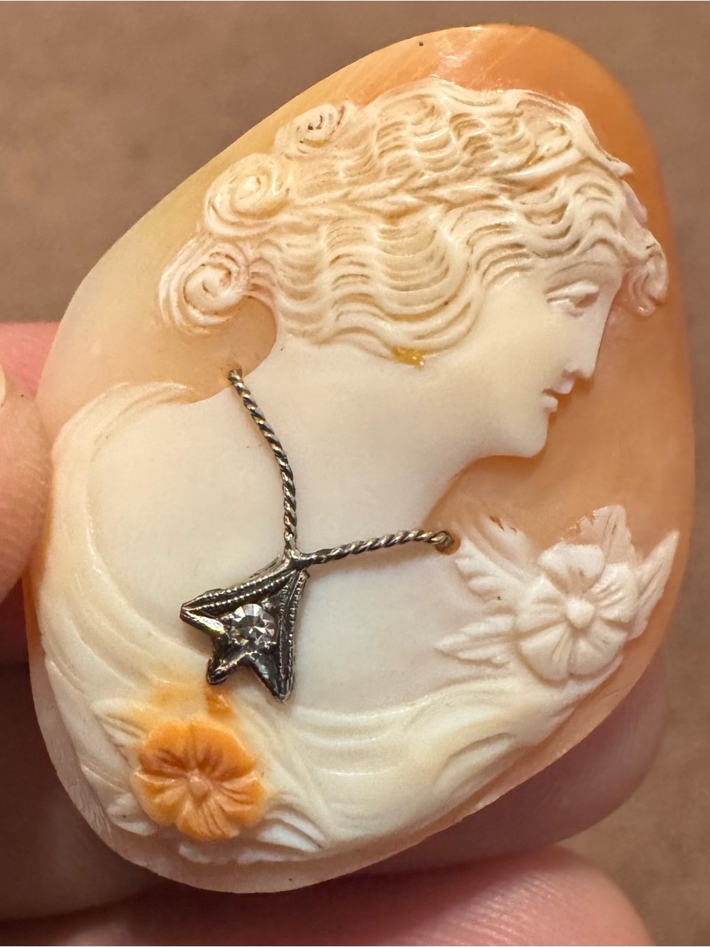 Beautiful Vintage Thick Carved Shell Cameo Loose